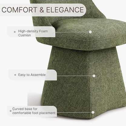 Swivel Dining Chair Mid Century Modern DeskChair High Back Upholstered Linen Fabric SideChair for Kitchen Diningroom Bedroom,Moss Green,1 Box