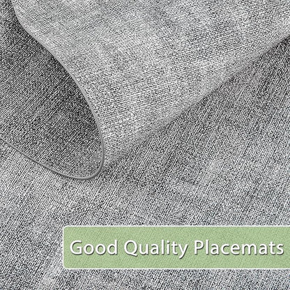 Placemats for Dining Table Set of 4 Non-Slip, Heat Resistant Oval Leather Placemat Double Layer, Waterproof Table Mats Easy to Clean for Kitchen Dining Room Coffee Office Table, Grey