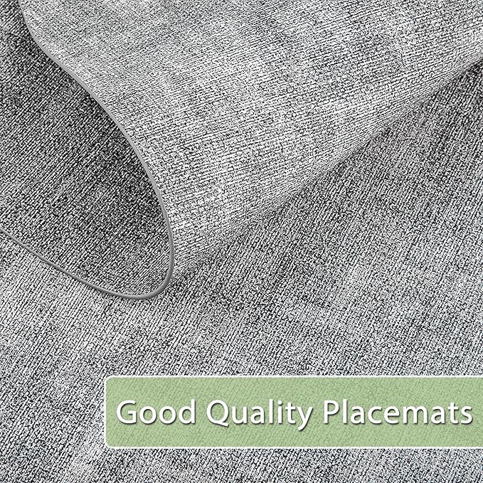 Placemats for Dining Table Set of 6 Non-Slip, Heat Resistant Oval Leather Placemat Double Layer, Waterproof Table Mats Easy to Clean for Kitchen Dining Room Coffee Office Table, Grey