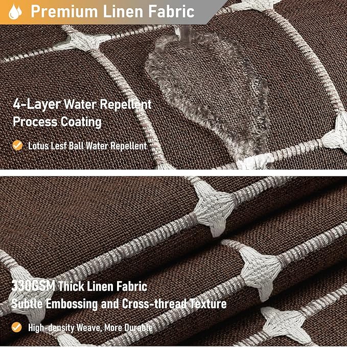 BTTN Extra Long Shower Curtain - 72x84 Inch Long Boho Chic Tassel Linen Fabric Shower Curtain Set with Hooks, Tall Modern Farmhouse Elegant Heavy Duty Thick Cloth Shower Curtains for Bathroom - Brown