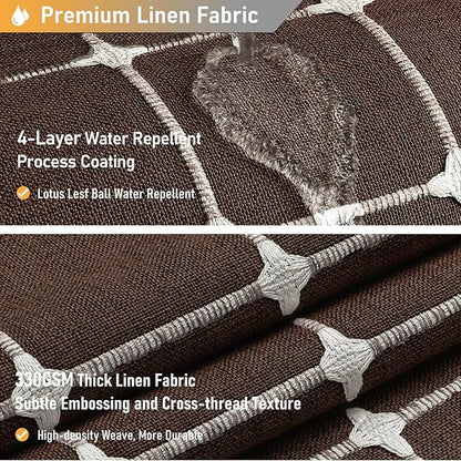 BTTN Extra Long Shower Curtain - 72x84 Inch Long Boho Chic Tassel Linen Fabric Shower Curtain Set with Hooks, Tall Modern Farmhouse Elegant Heavy Duty Thick Cloth Shower Curtains for Bathroom - Brown