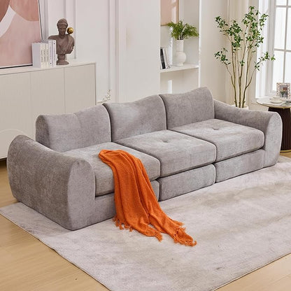 101.6" Modular Sectional Cloud Sofa,Floor Boneless Couch, 4-in-1 Folding Convertible Sofa Bed, Modular Cushion Couch,Suitable for Living Room,Bedroom and Recreation Room (Gray)