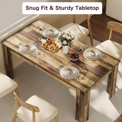 CABIHOME Dining Table for 4-6, 63" Inch Dining Tables for 4, Farmhouse Large Kitchen Dining Table, Rectangular Dining Room Table for Small Space, Wood Dinner Table for Kitchen, Apartment, Rustic Brown