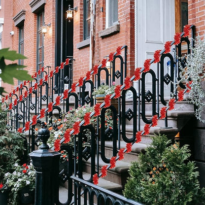 CANREVEL 4 Pieces 26.2 Ft Christmas Garland Metallic Shiny Twist Tinsel Garland Hanging Decorations for Christmas Tree, Mantle, Stairs Railing Decorations - Red