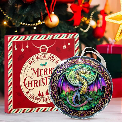 Celtics Ornament - Dragon Themed Celtic Christmas Ornaments for Tree, Unique Dragon Tree Topper, Perfect for Dragons Lovers, Eye-Catching Celtic Knot Ornaments, Ideal for Families
