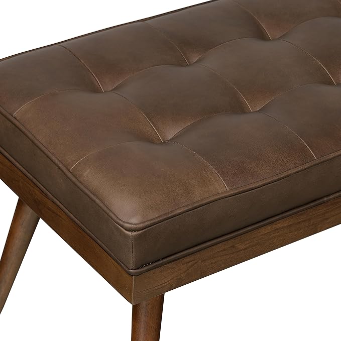 POLY & BARK Napa Luca Leather Bench Accent Chairs in Cocoa Brown