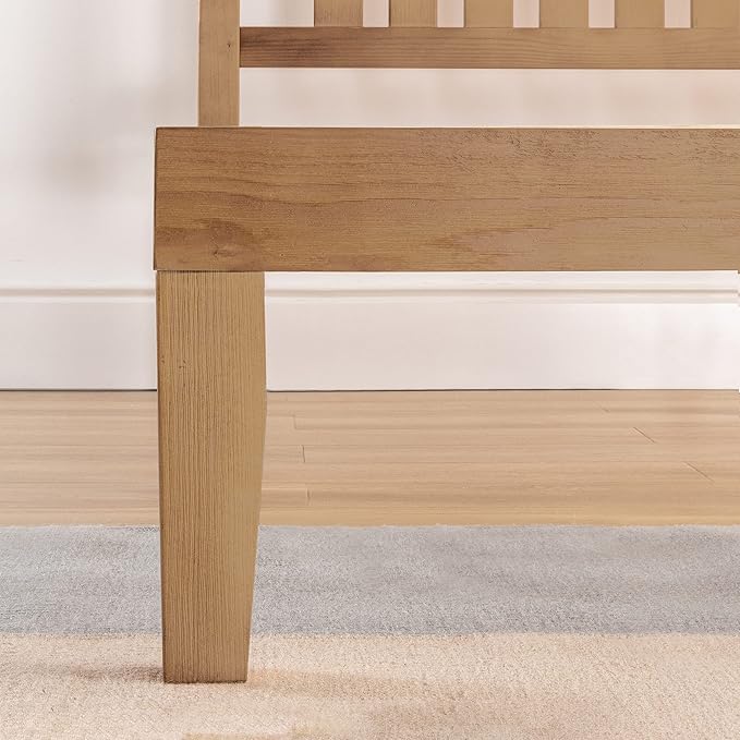 Mellow Marley 14 Inch Solid Wood Platform Bed with Paneled Headboard, Natural Pine, King