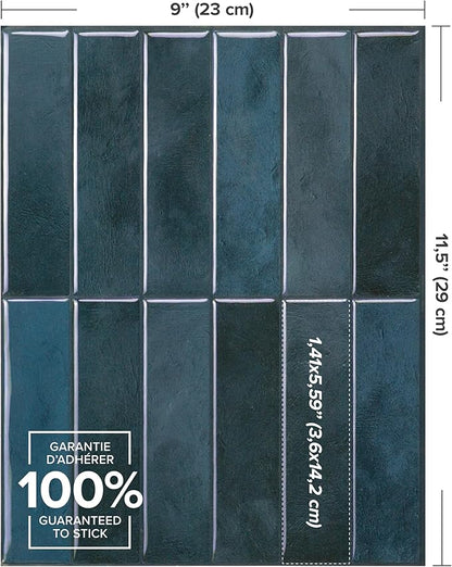 Smart Tiles Peel and Stick Backsplash - 5 Sheets of 11.43 x 9 - 3D Adhesive Peel and Stick Tile Backsplash for Kitchen, Bathroom, Wall Tile Agadir Blue