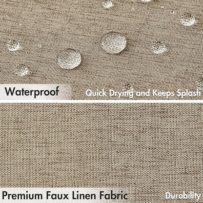 MIULEE 84" Long Scalloped Shower Curtain Linen Textured with 12 Metal Hooks Cute Extra Long Heavy Duty Washable Waterproof Cloth Shower Curtains with Black Border for Bathroom Hotel Bathtub,Khaki
