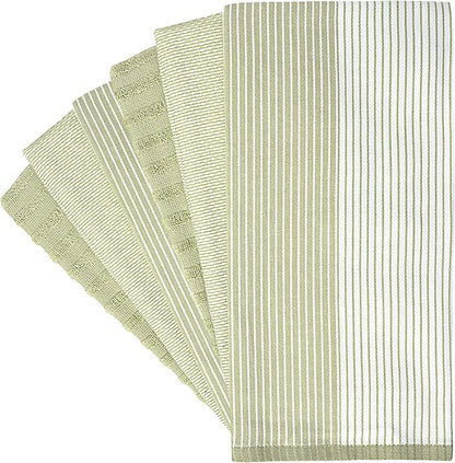 Premium Kitchen Towels 6 Pack Large Cotton Flat Terry Absorbent Tea Towels with Hanging Loop Sage Green 20x28