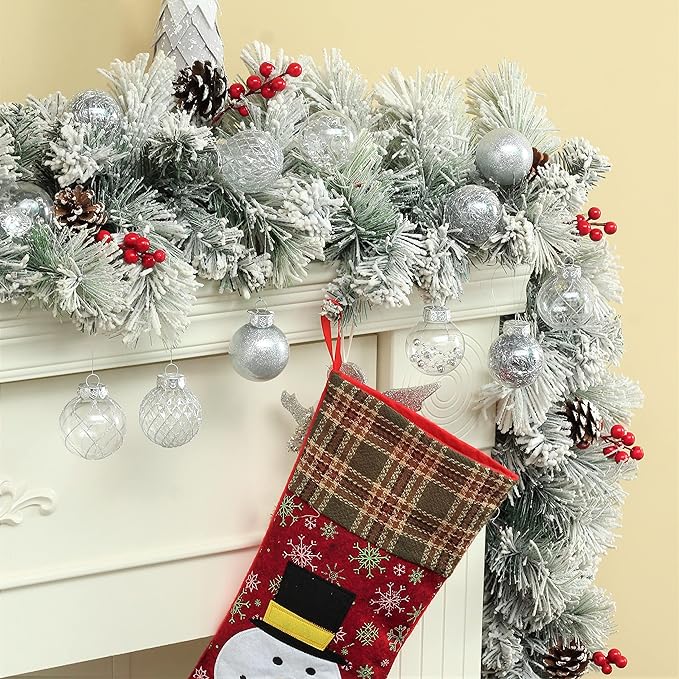 Clear Christmas Ball Ornaments, 30ct Shatterproof Xmas Ball Decorations for Christmas Tree 2.36 Inch Silver Hanging Decorative Baubles Set with Dedicated Stuff for Christmas Wedding Party