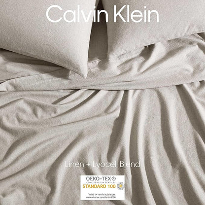 Calvin Klein - King Bed Sheets, Soft Melange Flannel Bedding Set with Deep Pockets, Oeko-TEX Certified (Melange Flannel Natural, King)