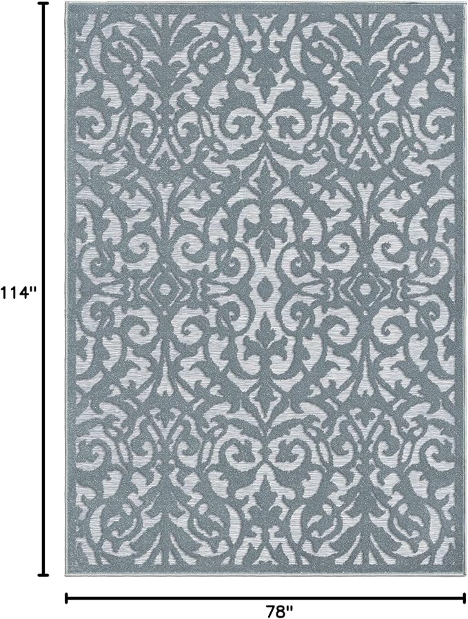 My Texas House Lady Bird Area Rug 6.6x9.6 Indoor Outdoor, Harbor Blue