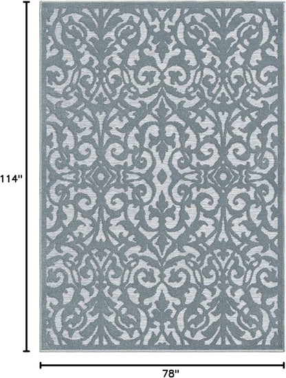 My Texas House Lady Bird Area Rug 6.6x9.6 Indoor Outdoor, Harbor Blue