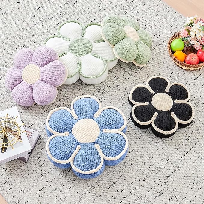 Flower Pillow, Soft Flower Decorative Throw Pillow, Cute Daisy Flower Shaped Seating Floor Cushion Room Décor Plush Pillows for Sofa Couch Bed (17.7 Inch, Lavender)