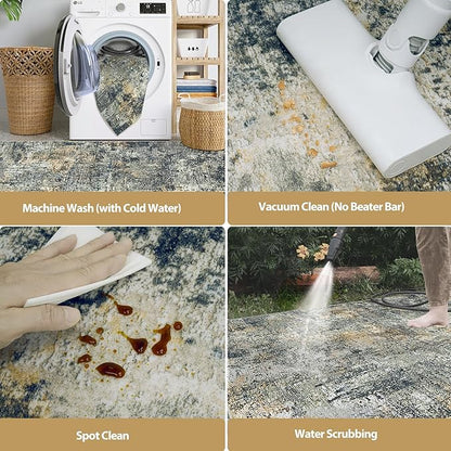 9x12 Area Rugs for Living Room Rug Washable: Abstract Large Rug for Dining Room Bedroom Carpet Non Slip 9 by 12 Indoor Modern Nursery Home Office Multi