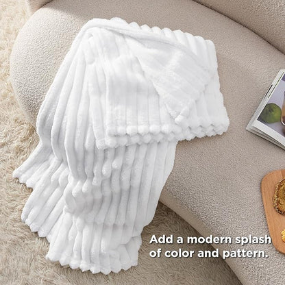 Bedsure GentleSoft Twin Fleece Blanket for - Cozy Soft Blankets for Women, Cute Small Throws for Girls, White, 60x80 Inches