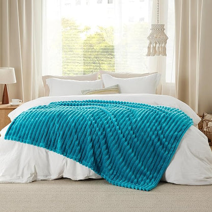 Bedsure Teal Fleece Blanket for - Super Soft Cozy Twin Blankets for Women, Cute Small Throws for Girls, 60x80 Inches
