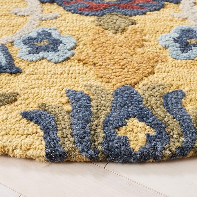 SAFAVIEH Blossom Collection Accent Rug - 4'6" x 6'6" Oval, Gold & Multi, Handmade Wool, Ideal for The Living Room, Bedroom, Dining Room (BLM402D-5OV)