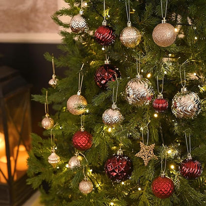 Valery Madelyn 100ct Christmas Tree Decorations Ball Ornament Set, Red and Gold Shatterproof Hanging Ornaments Bulk for Xmas Holiday Party Decor