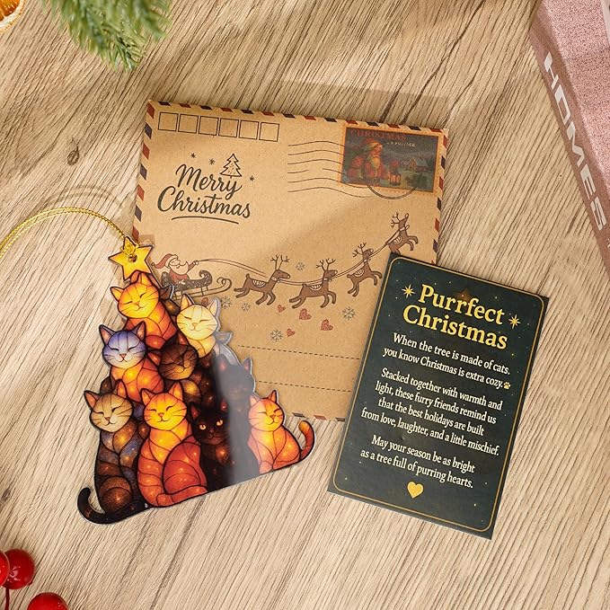 Funny Christmas Cat ornaments 2025 - Cat christmas ornament - Cat ornaments for christmas tree - Gray Orange Tuxedo cat for christmas decor - Funny Christmas ornaments 2025 - Christmas Decoration