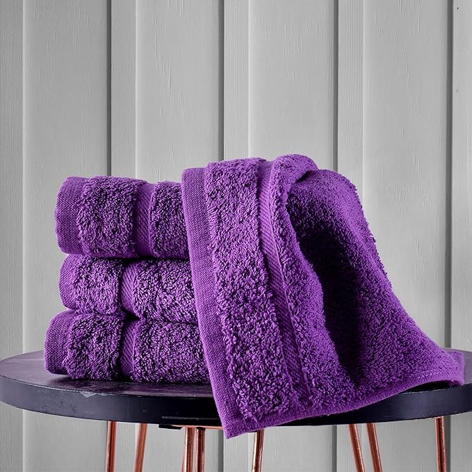Hawmam Linen Luxury Cotton Washcloths 13x13 Inch Large Hotel Spa Bathroom Face Towel 12 Pack, Purple