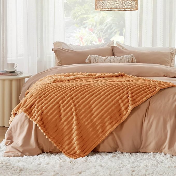 Bedsure GentleSoft Twin Blanket for - Cozy Soft Fall Blankets for Women, Cute Small Throws for Girls, Orange, 60x80 Inches