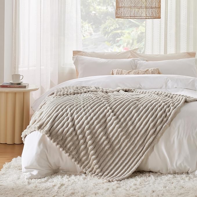 Bedsure GentleSoft Twin Blanket for - Cozy Soft Blankets for Women, Cute Small Fleece Throws for Girls, Linen, 60x80 Inches