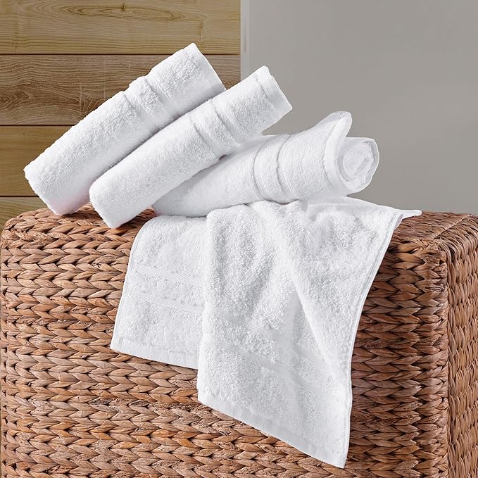 Hawmam Linen Hand Towels  Bath Towels Set of 4 16x29 Inch Premium Turkish Cotton Blissful Luxury Spa Feel, White