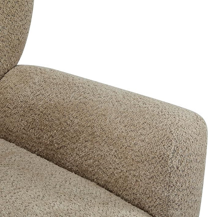 Christopher Knight Home Lindy Wingback Accent Chair, Upholstered Armchair with Rounded Wooden Legs, Curved Backrest Single Sofa, Soft Cushion Seating, Comfy Lounge Chair for Living Room, Light Brown