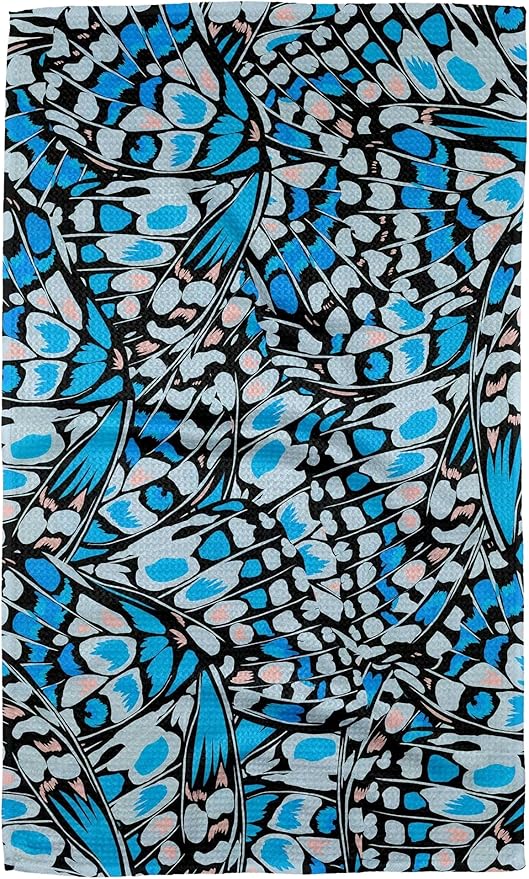 GEOMETRY Kitchen Towels Quick Dry Microfiber Premium Towel Blue Garden Wings 1 Pack