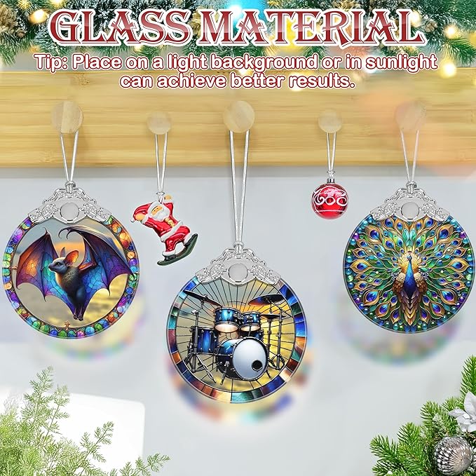 Christmas Ornament, 2025 Ornaments for Christmas Tree, Stained Glass Hanging Ornament, Holiday Ornaments, Unique Gift Idea - Drum Set