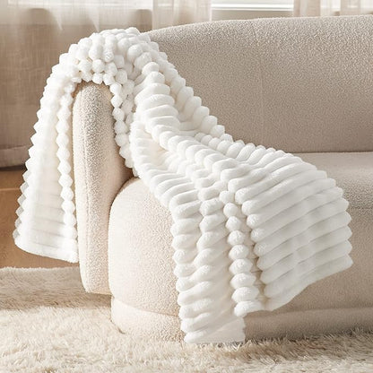Bedsure GentleSoft White Throw Blanket for - Cozy Blanket for Women, Cute Fleece Throws for Girls Cover, Birthday Gifts for Women, Room Fall Halloween Decor, Off White, 50x60 Inches