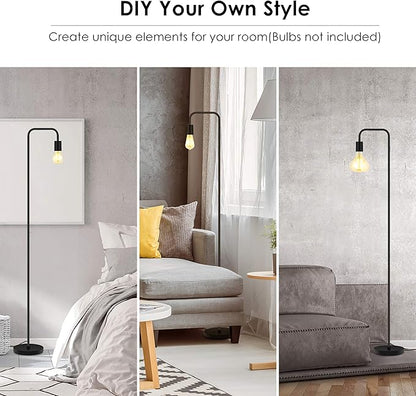 BoostArea Floor Lamp, Industrial Floor Lamp, 63 Inch Standing Lamp, E26 Socket, On/Off Footswitch, Whole Metal, ETL Listed, Modern Small Lamp for Bedroom, Living Room, Minimalist, Vintage, Mid Century