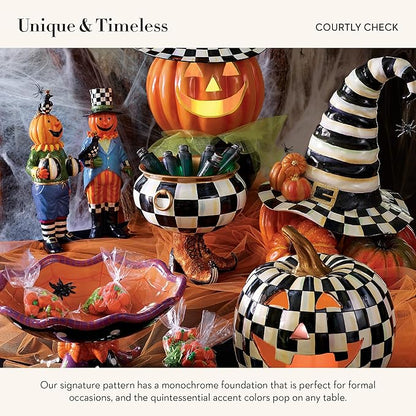 MACKENZIE-CHILDS Courtly Check Cauldron, Halloween Candy Vessel, Home Decor, 96 Ounce Vessel