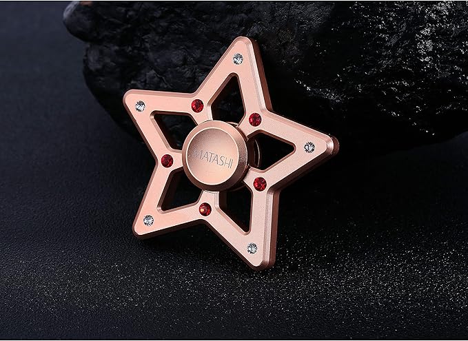 Matashi Rose Gold Hanging Christmas Tree Star Ornament Crystals, Christmas Decorations for Holiday Wedding Party Decoration, Tree Ornaments, Shiny, Metal Finish, Ribbons Included