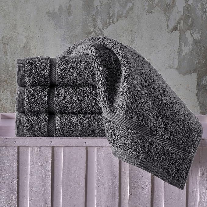 Washcloth Linen Set Premium Original Turkish Cotton Bath Sheets Softness Absorbency Face Towels for Hand, Grey