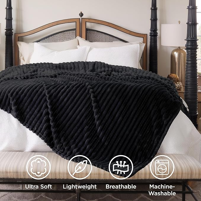 Bedsure GentleSoft Black California King Size Blanket for Bed - Cozy Soft Blankets for Women, Cute Large Throws for Girls, 102x96 Inches