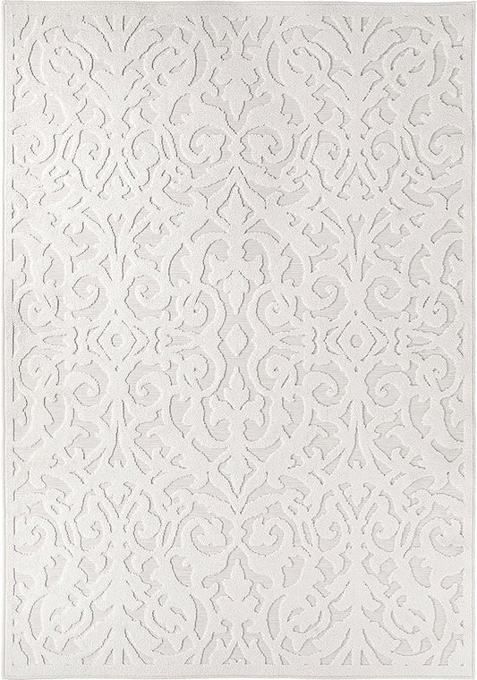 Orian My Texas House Lady Bird Rug 1.11x5 Rectangle High-Low Floral Indoor Outdoor, Natural