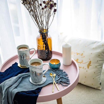 Jumway Mr and Mrs Coffee Mugs - Wedding Gifts - Mr and Mrs Mugs Set - for Bride and Groom - Gifts for Bridal Shower Engagement Wedding and Married Couples Anniversary - 14 Oz Grey