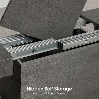 Transformer Expandable Dining Table Set – Solid Wood Table for 4 to 12 with 2 Extendable Benches, Space-Saving Adjustable Dining Room Furniture (Dark Grey, Table + 2 Benches)