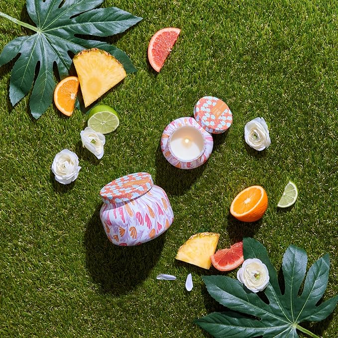 Capri Blue Scented Candles - Pattern Play Glass Jar Candles - Long Lasting Soy Wax Blend - Luxury Home Decor - Notes of Pineapple, Lemon Flower & Sugarcane - Gifts for Women (Pineapple Flower, 19 oz)