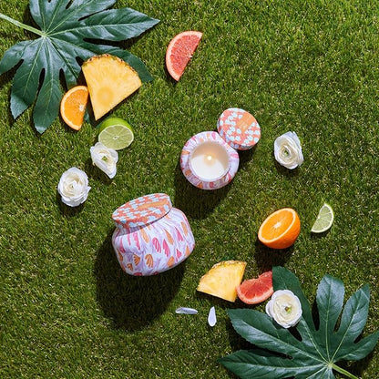 Capri Blue Scented Candles - Pattern Play Glass Jar Candles - Long Lasting Soy Wax Blend - Luxury Home Decor - Notes of Pineapple, Lemon Flower & Sugarcane - Gifts for Women (Pineapple Flower, 8 oz)