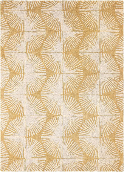 Nicole Miller New York Kendall Fluted Geo Handcrafted Area Rug, 100% Wool Rug, Gold, 3'x5'