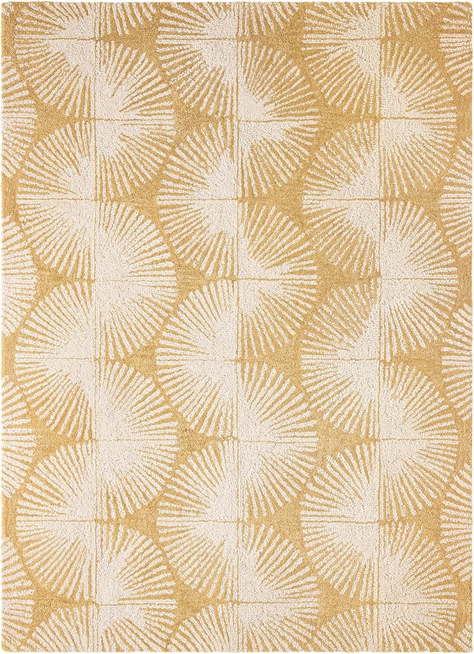 Nicole Miller New York Kendall Fluted Geo Handcrafted Area Rug, 100% Wool Rug, Gold, 8'x10'