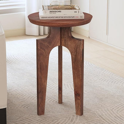 Christopher Knight Home Catrio Wood End Table with 3-Legged, Mid-Century Accent End Table Coffee Table with Solid Wood Leg for Living Room Bedroom or Small Spaces, Fully Assembled, Honey