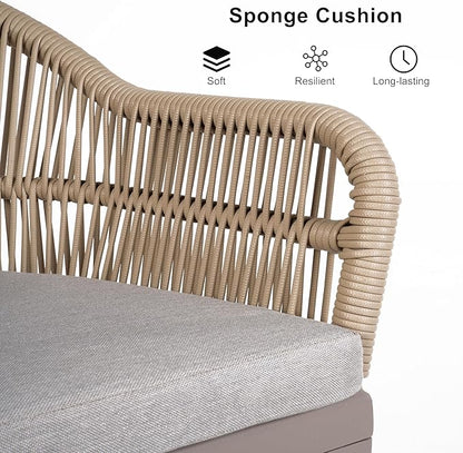 PURPLE LEAF 16 Pieces Patio Dining Set with Aluminium Outdoor Dining Table and Wicker Chairs Modern Furniture Cushions Sets for Backyard Decor Indoor Kitchen Champagne