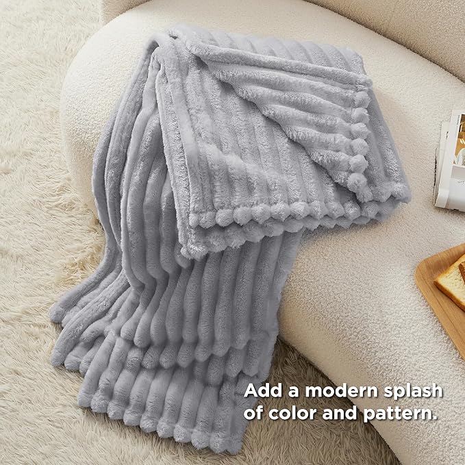 Bedsure GentleSoft Twin XL Blanket for Bed - Cozy Soft Blankets for Women, Cute Large Throws for Girls, Light Grey, 66x90 Inche