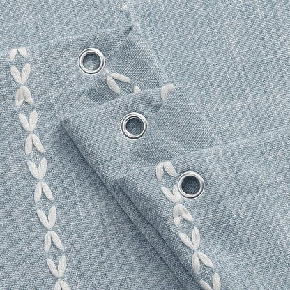 MitoVilla Boho Long Shower Curtain 72 x 78, Blue Farmhouse 78 inch Long Polyester Linen Fabric Shower Curtains with Tassel for Chic Cottagecore French Rustic Bathroom Decor