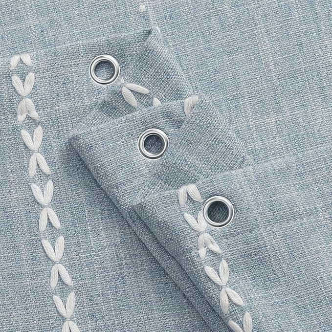 MitoVilla White Boho Farmhouse Small Stall Shower Curtain Set 36 x 72, Half Size Narrow Polyester Linen Fabric Shower Curtains for Farmhouse Bathroom Decor, White